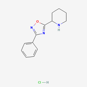 molecular formula C13H16ClN3O B3046402 2-(3-Phenyl-1,2,4-oxadiazol-5-yl)piperidine hydrochloride CAS No. 1240528-19-1