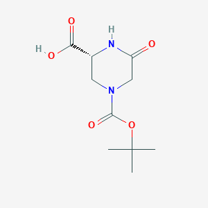 molecular formula C10H16N2O5 B3046407 (R)-4-(tert-Butoxycarbonyl)-6-oxopiperazine-2-carboxylic acid CAS No. 1240583-92-9