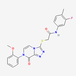 molecular formula C21H18FN5O3S B3046418 N-(3-fluoro-4-methylphenyl)-2-((7-(2-methoxyphenyl)-8-oxo-7,8-dihydro-[1,2,4]triazolo[4,3-a]pyrazin-3-yl)thio)acetamide CAS No. 1243032-26-9