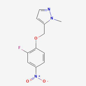 molecular formula C11H10FN3O3 B3046434 5-[(2-fluoro-4-nitrophenoxy)methyl]-1-methyl-1H-pyrazole CAS No. 1245772-04-6