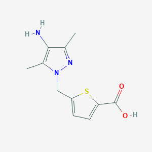 molecular formula C11H13N3O2S B3046458 5-[(4-amino-3,5-dimethyl-1H-pyrazol-1-yl)methyl]thiophene-2-carboxylic acid CAS No. 1245808-13-2