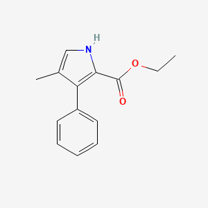 molecular formula C14H15NO2 B3046489 1H-Pyrrole-2-carboxylic acid, 4-methyl-3-phenyl-, ethyl ester CAS No. 124901-12-8