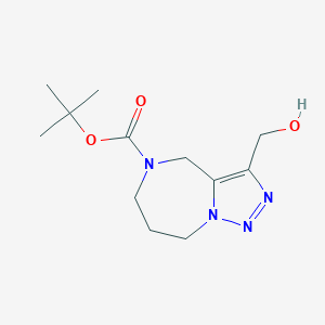 molecular formula C12H20N4O3 B3046492 tert-Butyl 3-(hydroxymethyl)-7,8-dihydro-4H-[1,2,3]triazolo[1,5-a][1,4]diazepine-5(6H)-carboxylate CAS No. 1250997-43-3
