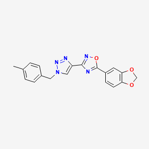 molecular formula C19H15N5O3 B3046506 5-(1,3-benzodioxol-5-yl)-3-[1-(4-methylbenzyl)-1H-1,2,3-triazol-4-yl]-1,2,4-oxadiazole CAS No. 1251675-81-6