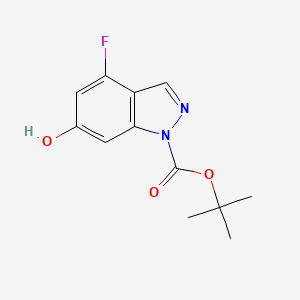 molecular formula C12H13FN2O3 B3046522 tert-Butyl 4-fluoro-6-hydroxy-1H-indazole-1-carboxylate CAS No. 1253789-61-5