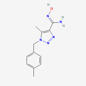 molecular formula C12H15N5O B3046533 N'-hydroxy-5-methyl-1-(4-methylbenzyl)-1H-1,2,3-triazole-4-carboximidamide CAS No. 1255790-92-1