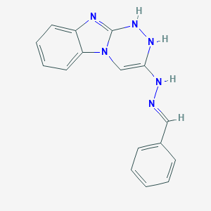 molecular formula C16H14N6 B304662 Benzaldehyde 1,2-dihydro[1,2,4]triazino[4,3-a]benzimidazol-3-ylhydrazone 