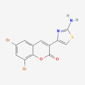 molecular formula C12H6Br2N2O2S B3046669 2H-1-Benzopyran-2-one, 3-(2-amino-4-thiazolyl)-6,8-dibromo- CAS No. 126357-22-0