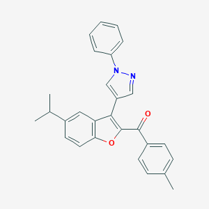 molecular formula C28H24N2O2 B304668 [5-isopropyl-3-(1-phenyl-1H-pyrazol-4-yl)-1-benzofuran-2-yl](4-methylphenyl)methanone 