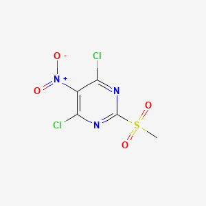 molecular formula C5H3Cl2N3O4S B3046709 4,6-Dichloro-2-(methylsulfonyl)-5-nitropyrimidine CAS No. 127726-62-9