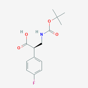 molecular formula C14H18FNO4 B3046725 （R）-3-叔丁氧羰基氨基-2-(4-氟苯基)-丙酸 CAS No. 1280787-04-3
