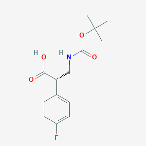 molecular formula C14H18FNO4 B3046726 (S)-3-tert-Butoxycarbonylamino-2-(4-fluoro-phenyl)-propionic acid CAS No. 1280787-06-5