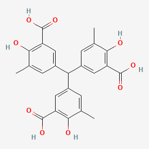 molecular formula C25H22O9 B3046769 Benzoic acid, 3,3',3''-methylidynetris(6-hydroxy-5-methyl- CAS No. 129749-43-5