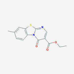 molecular formula C14H12N2O3S B304678 ethyl 8-methyl-4-oxo-4H-pyrimido[2,1-b][1,3]benzothiazole-3-carboxylate 