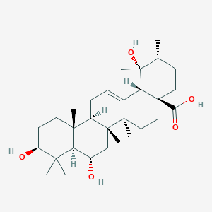 molecular formula C30H48O5 B3046782 Urs-12-en-28-oic acid, 3,6,19-trihydroxy-, (3beta,6alpha)- CAS No. 130289-31-5