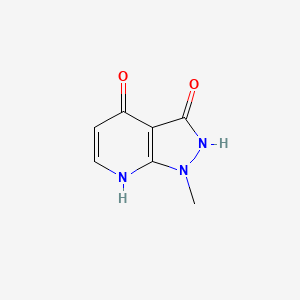 molecular formula C7H7N3O2 B3046793 1-methyl-1H,2H,3H,4H,7H-pyrazolo[3,4-b]pyridine-3,4-dione CAS No. 1305712-64-4