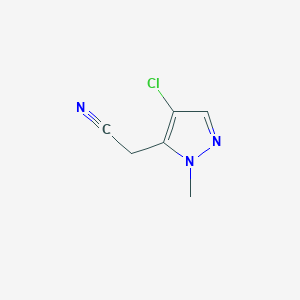 molecular formula C6H6ClN3 B3046823 2-(4-Chloro-1-methyl-1H-pyrazol-5-yl)acetonitrile CAS No. 1310379-49-7