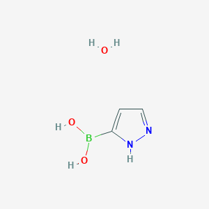molecular formula C3H7BN2O3 B3046825 1H-Pyrazole-3-boronic acid hydrate CAS No. 1310383-92-6