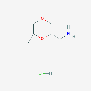 molecular formula C7H16ClNO2 B3046835 (6,6-Dimethyl-1,4-dioxan-2-yl)methanamine hydrochloride CAS No. 1311254-42-8