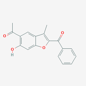 molecular formula C18H14O4 B304684 1-(2-Benzoyl-6-hydroxy-3-methyl-1-benzofuran-5-yl)ethanone 