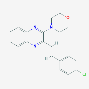 molecular formula C20H18ClN3O B304685 2-[2-(4-Chlorophenyl)vinyl]-3-(4-morpholinyl)quinoxaline 