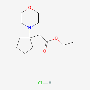 molecular formula C13H24ClNO3 B3046873 Ethyl 2-[1-(morpholin-4-yl)cyclopentyl]acetate hydrochloride CAS No. 1315365-47-9