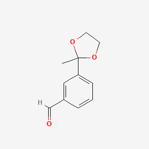 molecular formula C11H12O3 B3046895 Benzaldehyde, 3-(2-methyl-1,3-dioxolan-2-yl)- CAS No. 132100-31-3