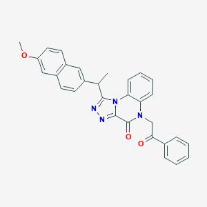 molecular formula C30H24N4O3 B304692 1-[1-(6-Methoxynaphthalen-2-yl)ethyl]-5-phenacyl-[1,2,4]triazolo[4,3-a]quinoxalin-4-one 