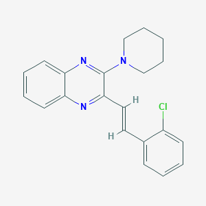 molecular formula C21H20ClN3 B304693 2-[(E)-2-(2-chlorophenyl)ethenyl]-3-piperidin-1-ylquinoxaline 