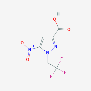 molecular formula C6H4F3N3O4 B3046933 5-Nitro-1-(2,2,2-trifluoroethyl)pyrazole-3-carboxylic acid CAS No. 1328640-37-4