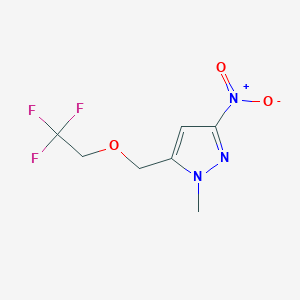 molecular formula C7H8F3N3O3 B3046950 1-Methyl-3-nitro-5-((2,2,2-trifluoroethoxy)methyl)-1H-pyrazole CAS No. 1328640-85-2