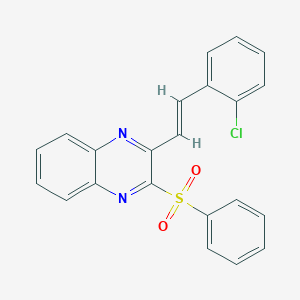molecular formula C22H15ClN2O2S B304696 3-[2-(2-Chlorophenyl)vinyl]-2-quinoxalinyl phenyl sulfone 