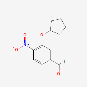 molecular formula C12H13NO4 B3046986 Benzaldehyde, 3-(cyclopentyloxy)-4-nitro- CAS No. 133332-19-1