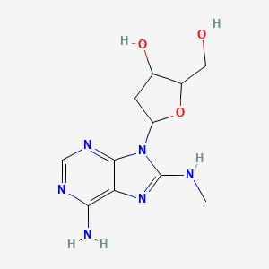 molecular formula C11H16N6O3 B3047021 9-(2-Deoxypentofuranosyl)-n8-methyl-9h-purine-6,8-diamine CAS No. 13389-10-1