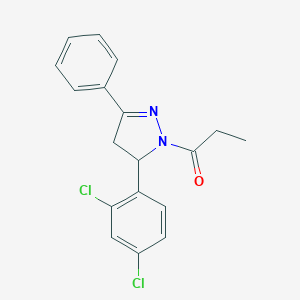 molecular formula C18H16Cl2N2O B304703 5-(2,4-dichlorophenyl)-3-phenyl-1-propionyl-4,5-dihydro-1H-pyrazole 