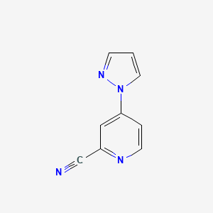 molecular formula C9H6N4 B3047039 4-(1H-pyrazol-1-yl)pyridine-2-carbonitrile CAS No. 1342405-19-9