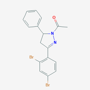 molecular formula C17H14Br2N2O B304705 1-acetyl-3-(2,4-dibromophenyl)-5-phenyl-4,5-dihydro-1H-pyrazole 