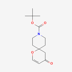 molecular formula C14H21NO4 B3047057 Tert-butyl 4-oxo-1-oxa-9-azaspiro[5.5]undec-2-ene-9-carboxylate CAS No. 1346229-50-2