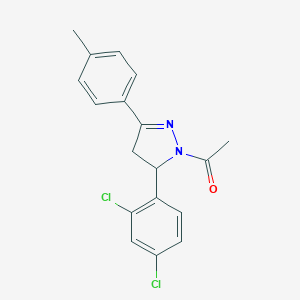 molecular formula C18H16Cl2N2O B304706 1-acetyl-5-(2,4-dichlorophenyl)-3-(4-methylphenyl)-4,5-dihydro-1H-pyrazole 