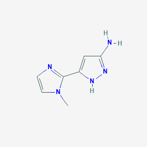 molecular formula C7H9N5 B3047067 3-(1-methyl-1H-imidazol-2-yl)-1H-pyrazol-5-amine CAS No. 1347125-04-5