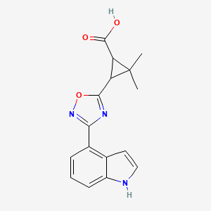 molecular formula C16H15N3O3 B3047082 3-(3-(1H-indol-4-yl)-1,2,4-oxadiazol-5-yl)-2,2-dimethylcyclopropanecarboxylic acid CAS No. 1351393-83-3