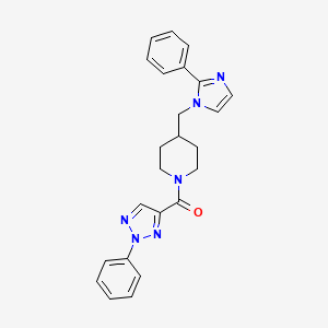 molecular formula C24H24N6O B3047086 (4-((2-phenyl-1H-imidazol-1-yl)methyl)piperidin-1-yl)(2-phenyl-2H-1,2,3-triazol-4-yl)methanone CAS No. 1351596-79-6