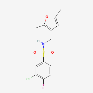 molecular formula C13H13ClFNO3S B3047088 3-chloro-N-((2,5-dimethylfuran-3-yl)methyl)-4-fluorobenzenesulfonamide CAS No. 1351623-04-5