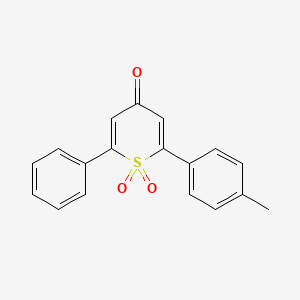 molecular formula C18H14O3S B3047094 4H-Thiopyran-4-one, 2-(4-methylphenyl)-6-phenyl-, 1,1-dioxide CAS No. 135215-37-1
