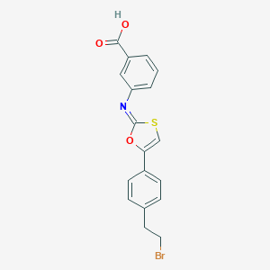 molecular formula C18H14BrNO3S B304710 3-[[5-[4-(2-Bromoethyl)phenyl]-1,3-oxathiol-2-ylidene]amino]benzoic acid 