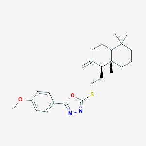 molecular formula C25H34N2O2S B304712 2-[2-[(1S,8aS)-5,5,8a-trimethyl-2-methylidene-3,4,4a,6,7,8-hexahydro-1H-naphthalen-1-yl]ethylsulfanyl]-5-(4-methoxyphenyl)-1,3,4-oxadiazole 