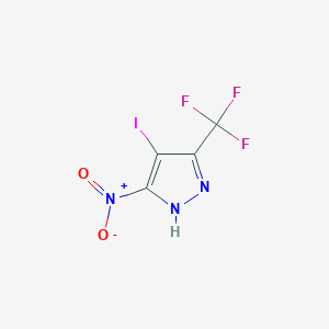 molecular formula C4HF3IN3O2 B3047123 4-iodo-3-nitro-5-(trifluoromethyl)-1H-pyrazole CAS No. 1354703-44-8