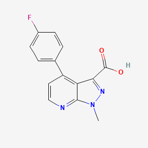 molecular formula C14H10FN3O2 B3047151 4-(4-Fluorophenyl)-1-methyl-1H-pyrazolo[3,4-b]pyridine-3-carboxylic acid CAS No. 1354704-92-9