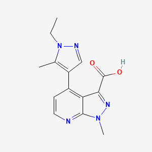 molecular formula C14H15N5O2 B3047197 4-(1-Ethyl-5-methyl-1H-pyrazol-4-yl)-1-methyl-1H-pyrazolo[3,4-b]pyridine-3-carboxylic acid CAS No. 1354706-22-1