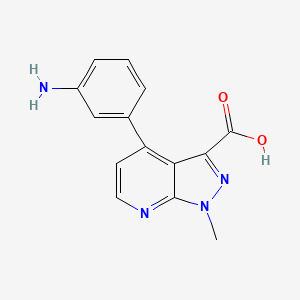molecular formula C14H12N4O2 B3047199 4-(3-aminophenyl)-1-methyl-1H-pyrazolo[3,4-b]pyridine-3-carboxylic acid CAS No. 1354706-25-4